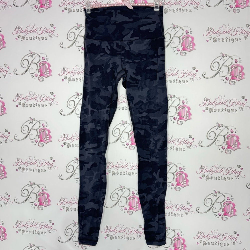 Lululemon leggings camouflage camo dark grey black soft buttery stretchy comfy